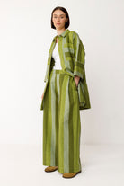 Leinenhose LUR, grün/gestreift | SKFK - toietmoi-laboutique