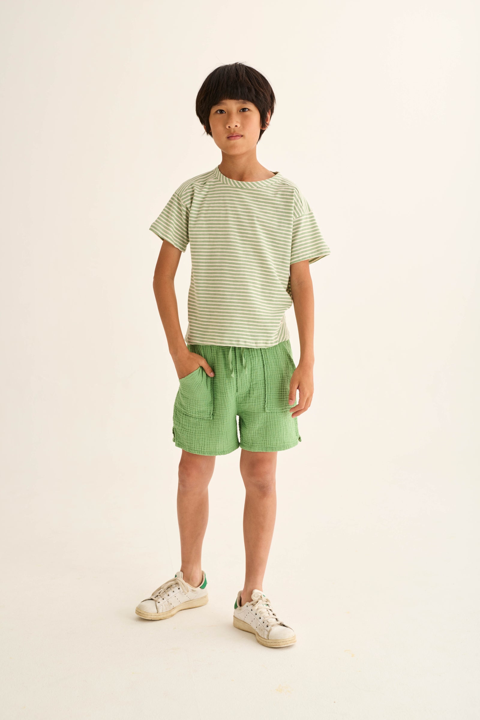 COVEK264s6, soft gauze cotton bermuda shorts green-soft gauze cotton | cozmo - toietmoi-laboutique