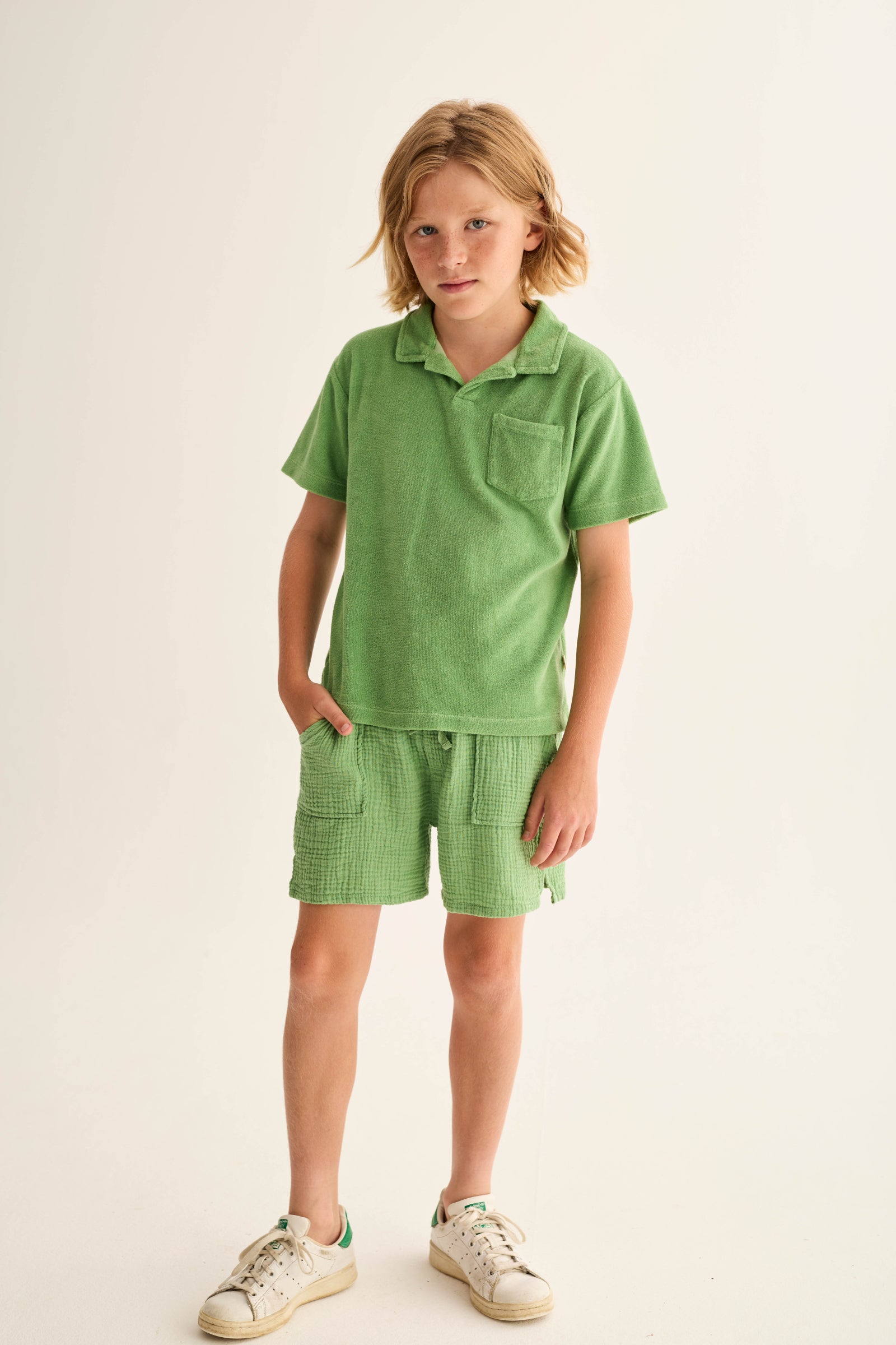 COVEK264s6, soft gauze cotton bermuda shorts green-soft gauze cotton | cozmo - toietmoi-laboutique