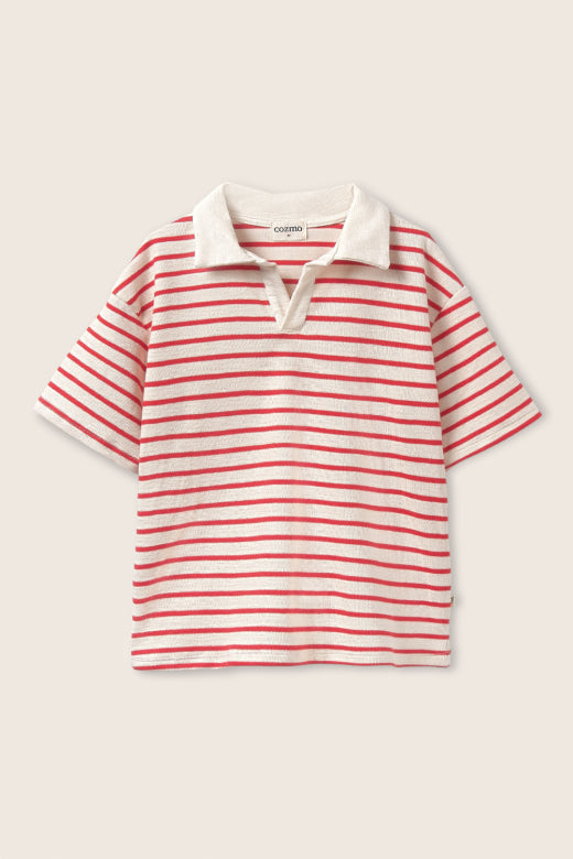 COZMO Polo Shirt, rot/weiss gestreift | cozmo - toietmoi-laboutique