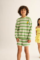 ORIONK330s6, cotton fleece shorts green-striped cotton fleece | cozmo - toietmoi-laboutique
