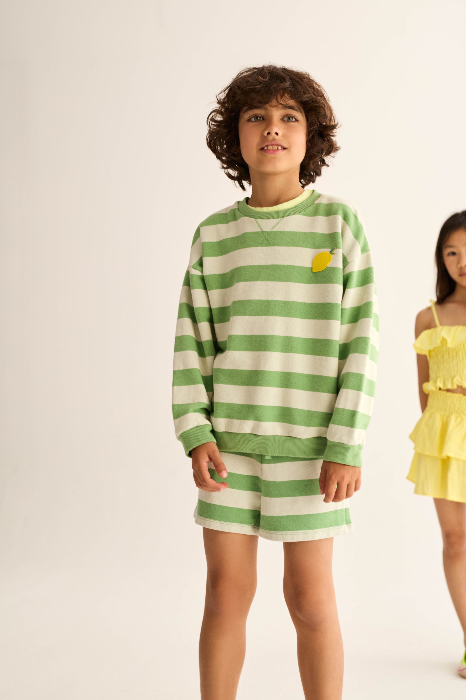 ORIONK330s6, cotton fleece shorts green-striped cotton fleece | cozmo - toietmoi-laboutique