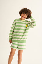 ORIONK330s6, cotton fleece shorts green-striped cotton fleece | cozmo - toietmoi-laboutique