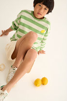 DANK330s6, green-striped cotton fleece | cozmo - toietmoi-laboutique
