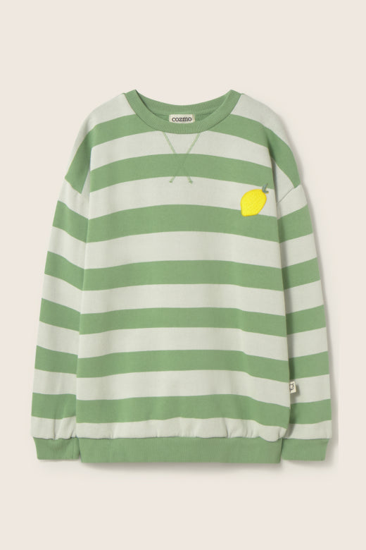 DANK330s6, green-striped cotton fleece | cozmo - toietmoi-laboutique