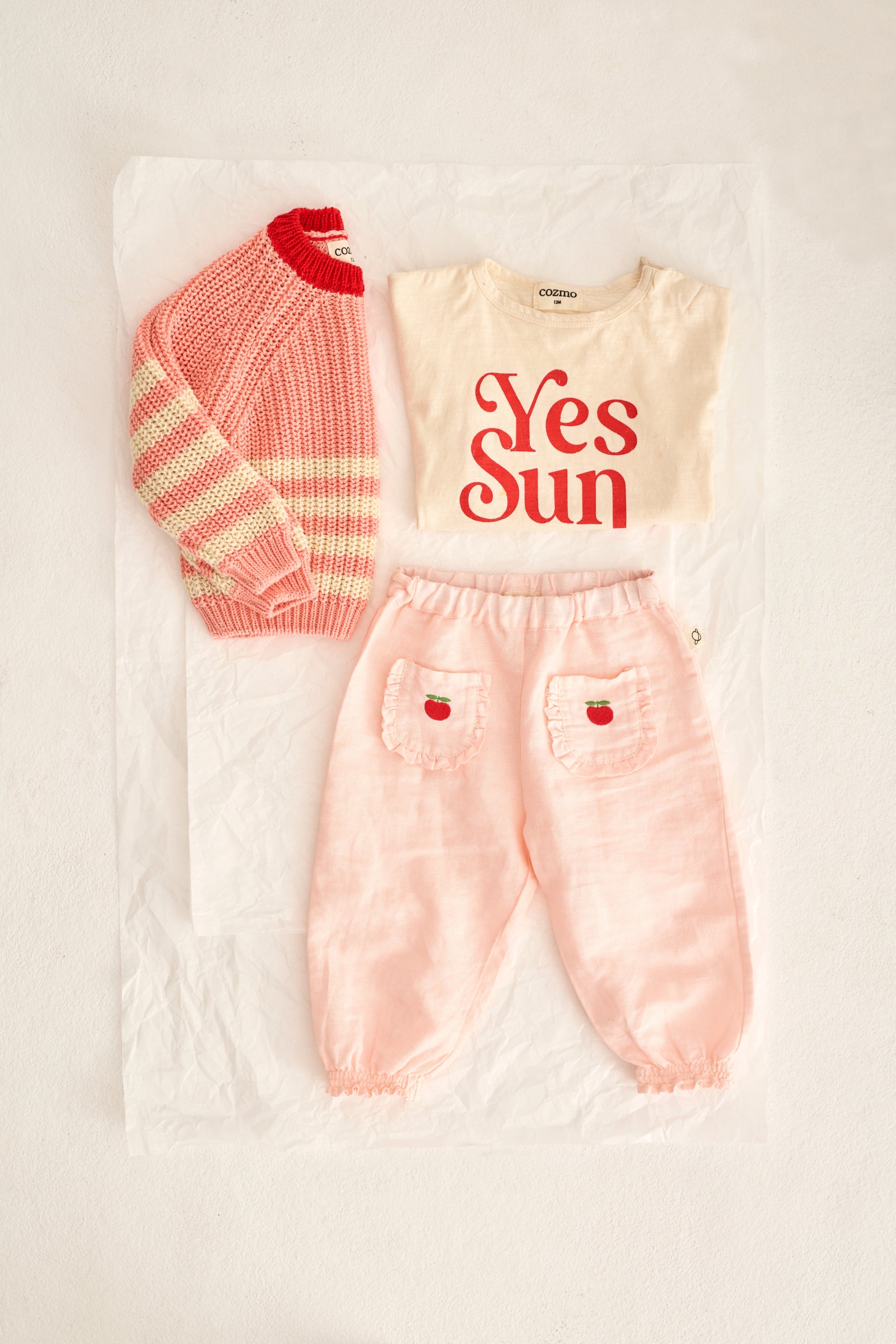 COZMO Baby T-Shirt, yes sun/rosa | cozmo - toietmoi-laboutique