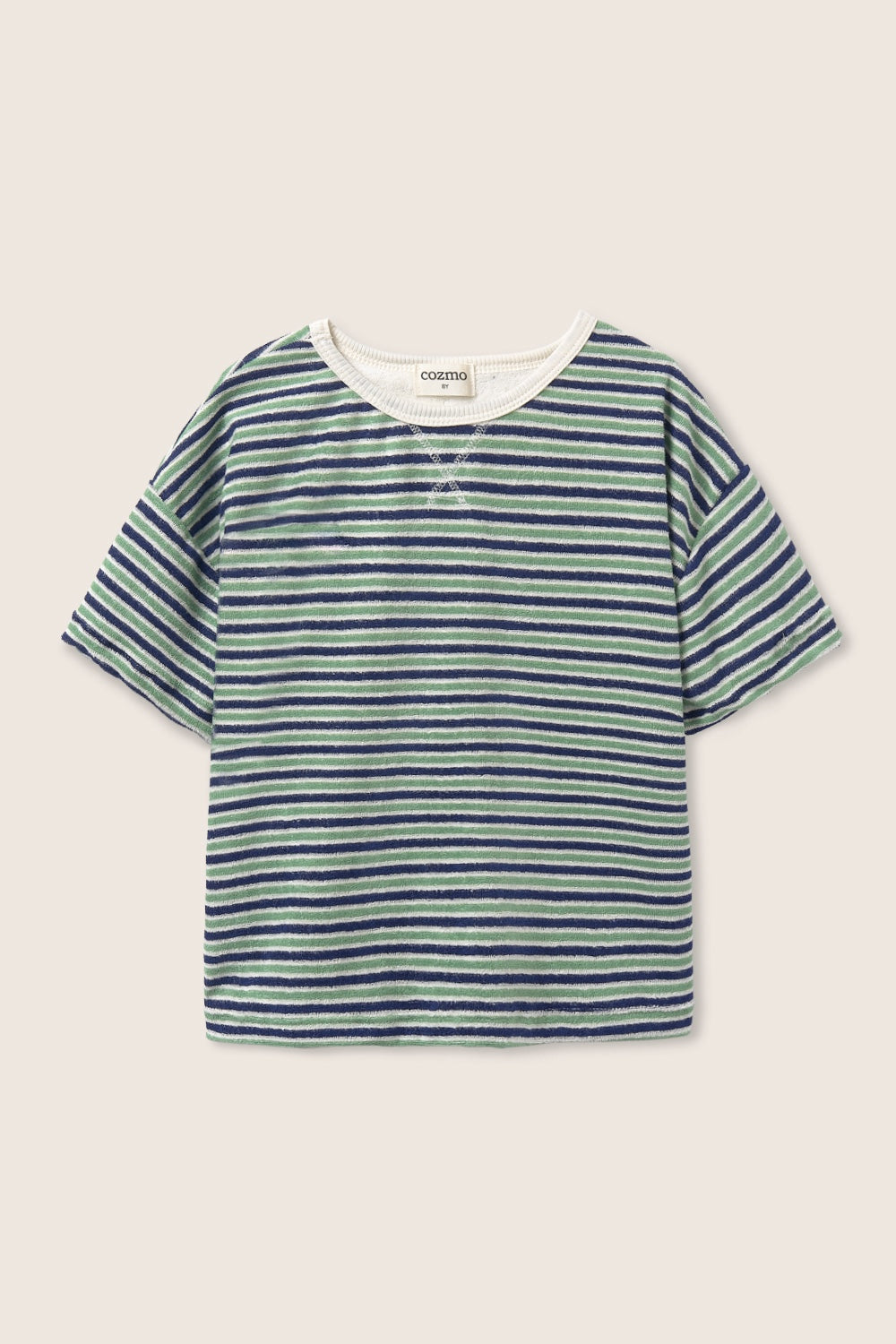 ENEAK269s6, blue green-striped terry cloth | cozmo - toietmoi-laboutique