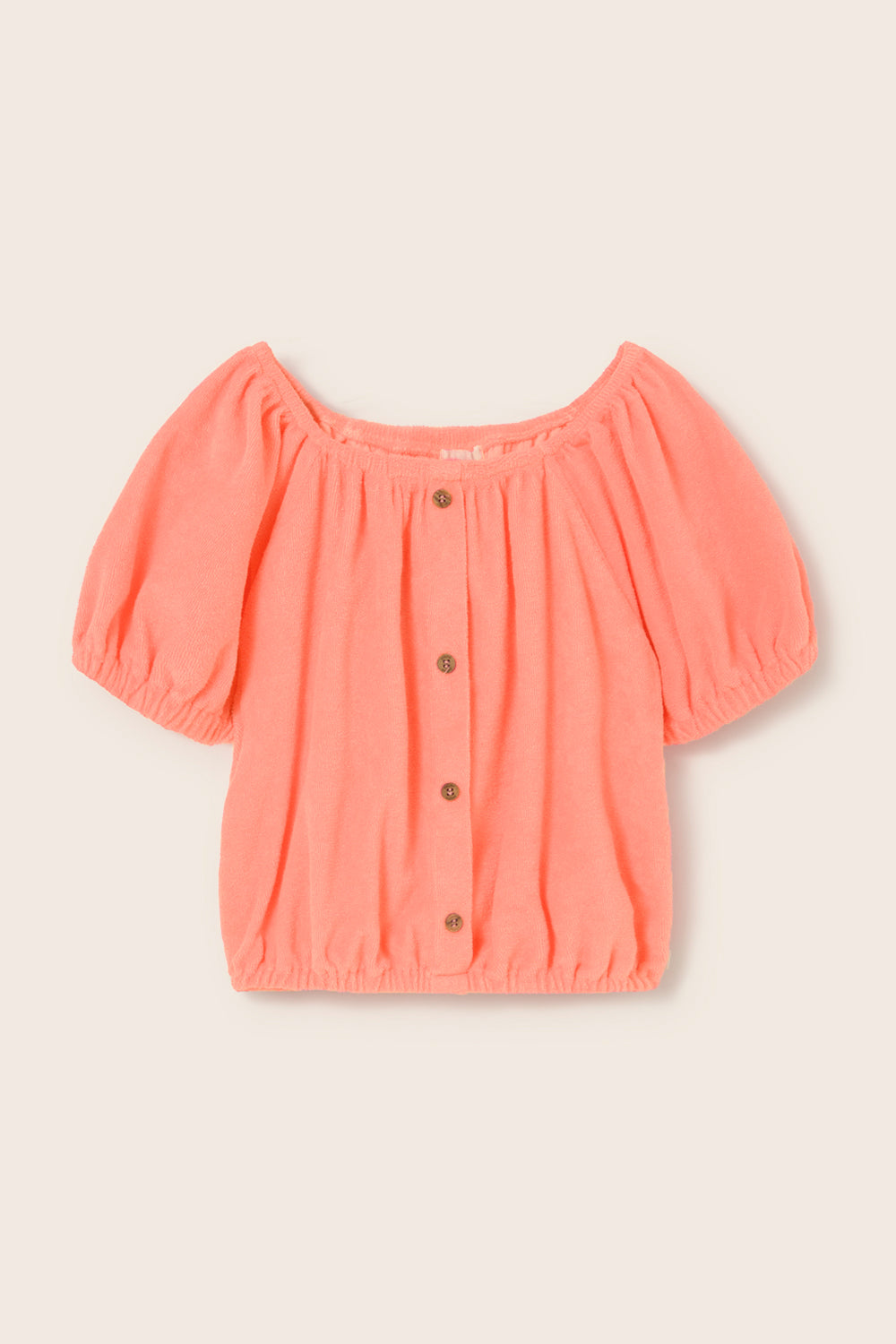 COZMO Frottee Bluse, abricot | cozmo - toietmoi-laboutique