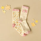 Socken 2-er Pack, ecru/Schmetterling/Blumen | Rockahula - toietmoi-laboutique