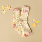 Socken 2-er Pack, ecru/Schmetterling/Blumen | Rockahula - toietmoi-laboutique