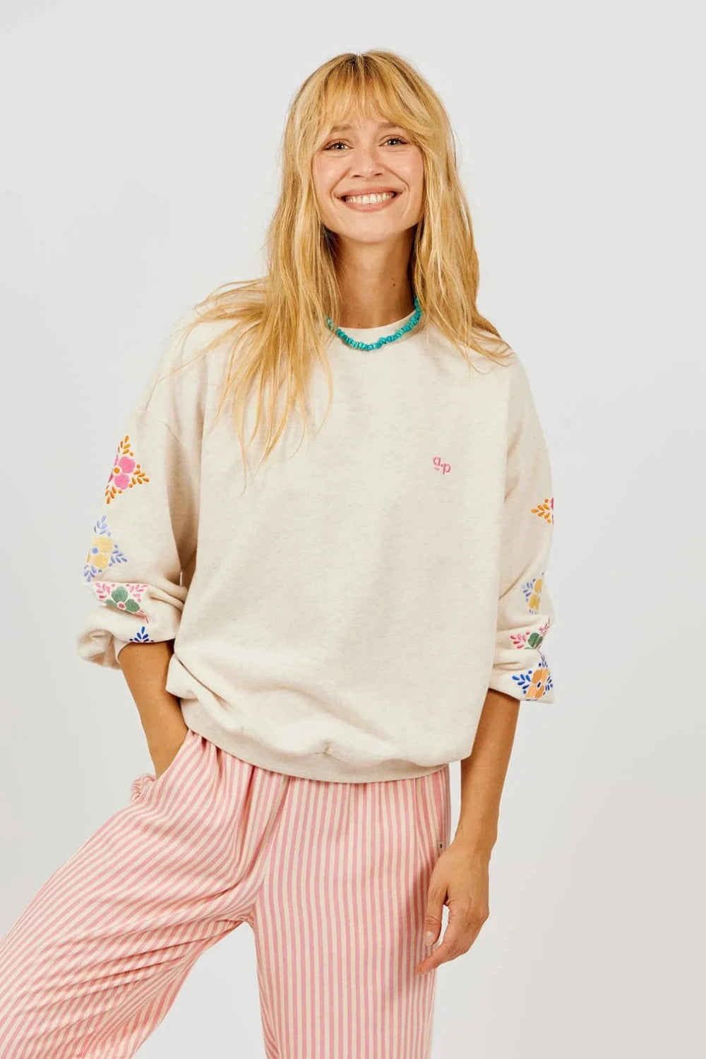 Sweatshirt SWEAT FEMME, ecru Stickerei | Arsène & les pipelettes (Damen) - toietmoi-laboutique