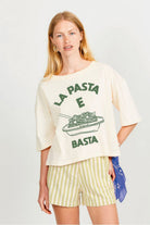 Damen T-Shirt, ecru und grün/PASTA E BASTA | Arsène & les pipelettes (Damen) - toietmoi-laboutique