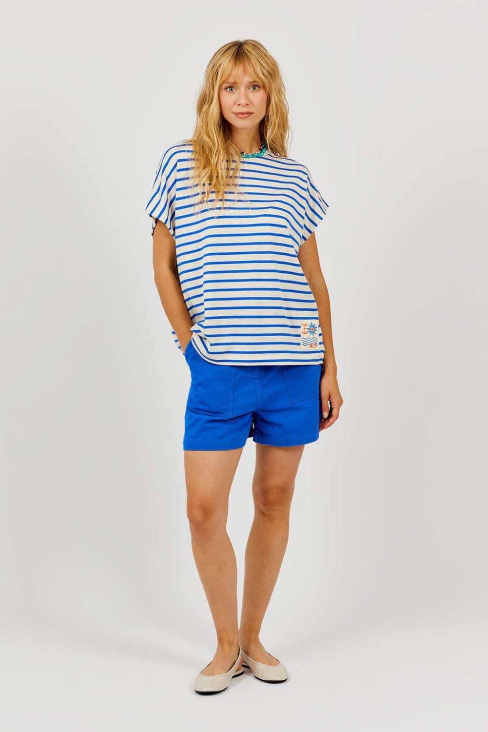 T-Shirt, blau/weiss gestreift | Arsène & les pipelettes (Damen) - toietmoi-laboutique