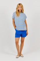 T-Shirt, blau/weiss gestreift | Arsène & les pipelettes (Damen) - toietmoi-laboutique