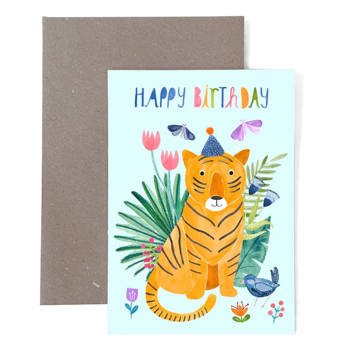 Grusskarte mit Umschlag - Happy Birthday Tiger | Frau Ottilie - toietmoi-laboutique