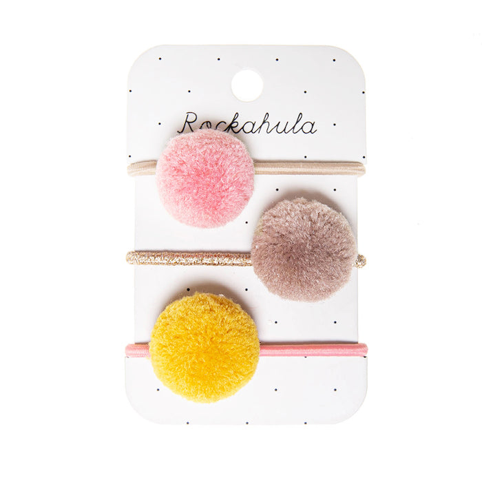 3 Haargummis, Pompom | Rockahula - toietmoi-laboutique