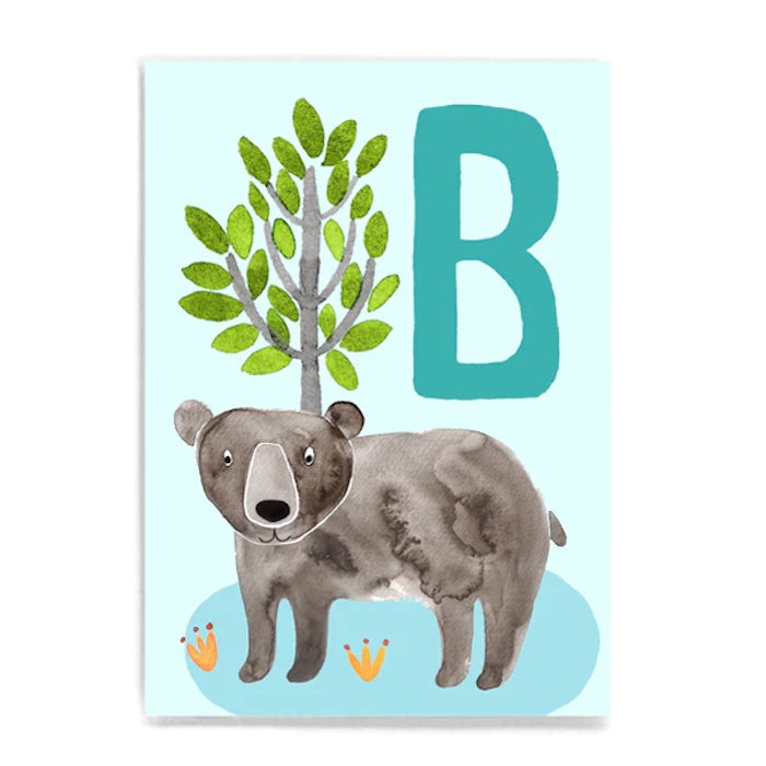 Postkarte B wie Bär | Frau Ottilie - toietmoi-laboutique