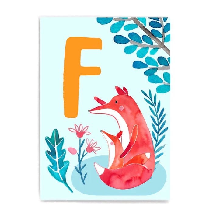 Postkarte F wie Fuchs | Frau Ottilie - toietmoi-laboutique