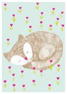 Postkarte schlafende Katze | Schöne Grüsse - toietmoi-laboutique