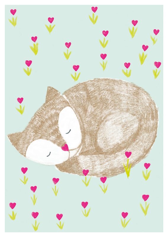 Postkarte schlafende Katze | Schöne Grüsse - toietmoi-laboutique