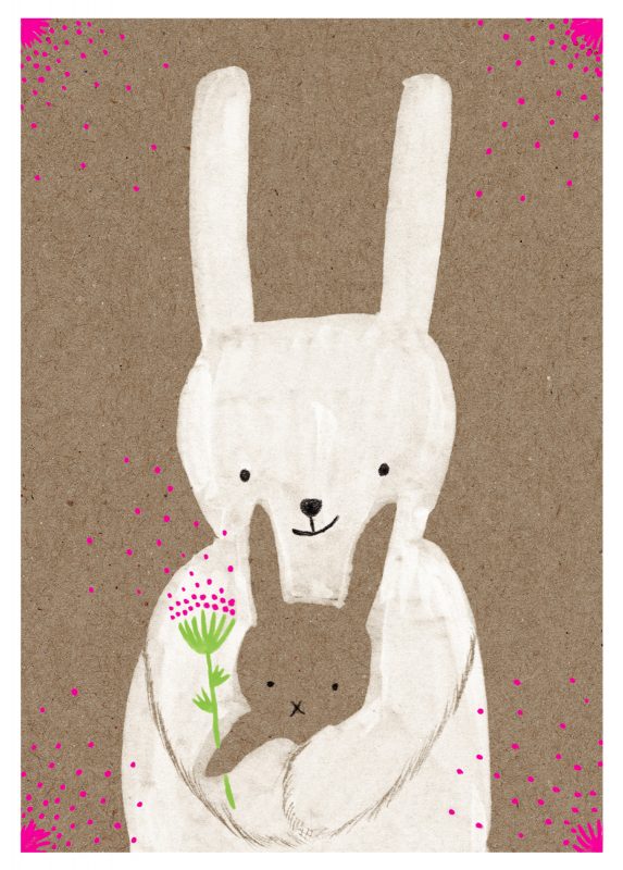 Postkarte Hase mit Baby | Schöne Grüsse - toietmoi-laboutique