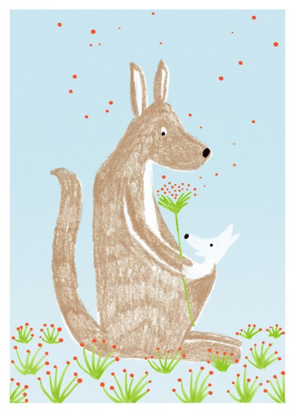 Postkarte Känguru mit Baby | Schöne Grüsse - toietmoi-laboutique