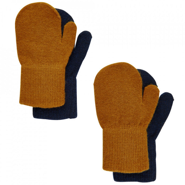Baby Fäustel mit Wollanteil im Set, kürbis/navy | CeLaVi - toietmoi-laboutique