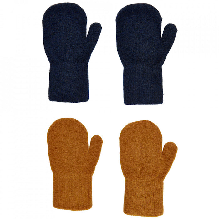 Baby Fäustel mit Wollanteil im Set, kürbis/navy | CeLaVi - toietmoi-laboutique