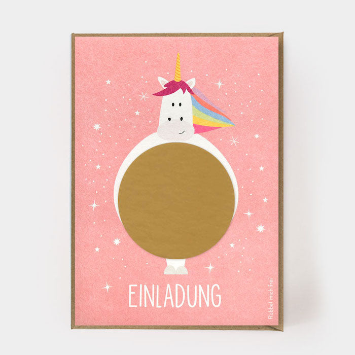 Rubbelkarte - Einladung, Einhorn | Kartenmarie - toietmoi-laboutique