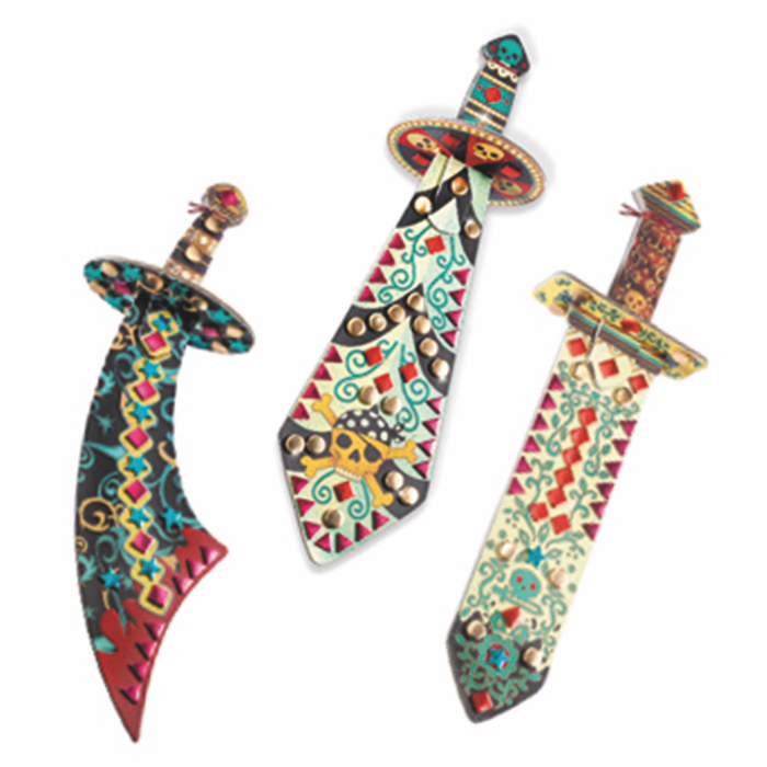 Bastelset Mosaik, 3 Piratenschwerter | djeco - toietmoi-laboutique