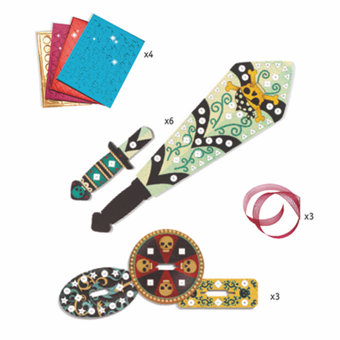 Bastelset Mosaik, 3 Piratenschwerter | djeco - toietmoi-laboutique