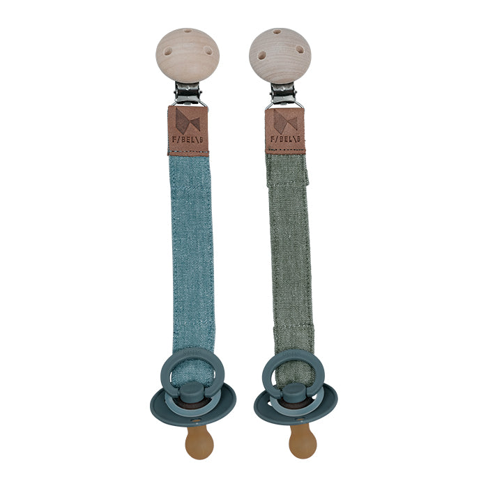 Schnullerkette, 2er Set, olivegrün/denim | Fabelab - toietmoi-laboutique
