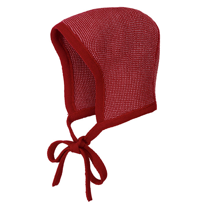 Strick-Häubchen, bordeaux/rose | disana - toietmoi-laboutique
