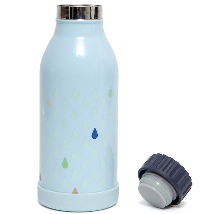 Trinkflasche Stahl, hellblau mit Tropfen | Petit Monkey - toietmoi-laboutique